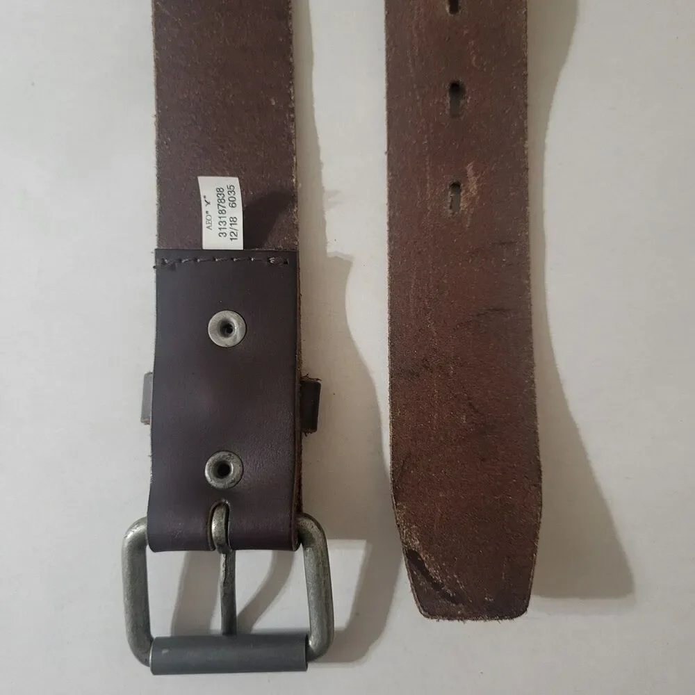 American Eagle Outfitters Belt 32in-36in Genuine Leather Brown‎ Classic Staple